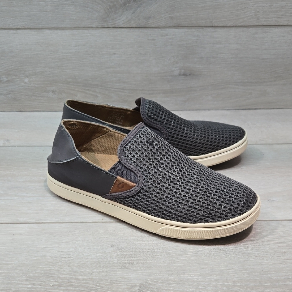 Olukai Women Pehuea Gray Slip-On Mesh Casual Shoes Sz 7